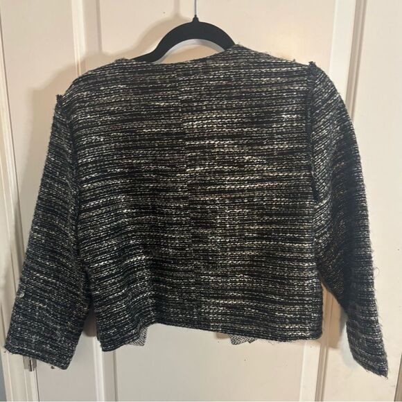 Karl Lagerfeld vintage tweed Textured Black and White Blazer size m EUC - Picture 4 of 4